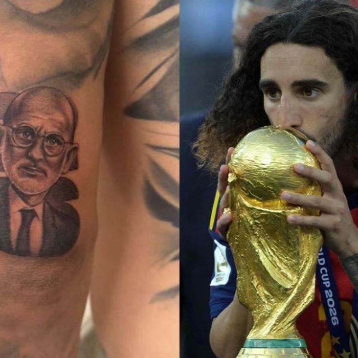 Marc Cucurella se tatúa el rostro de Luis de la Fuente tras el título mundial 2026