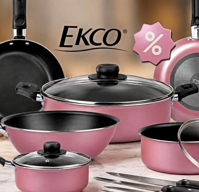 Batería Ekco Rose Gold de 19 piezas baja a $899 en Amazon México